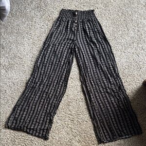 Black and White Striped Wide-Leg Pants